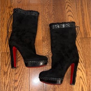 Christian Louboutin Step N Roll 140 Black Suede Boots Women's Size 40.5 US 10.5
